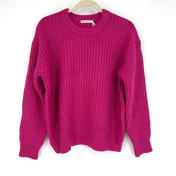Marine Layer Merino Wool Blend Oversized Crewneck Rose Violet Sweater Medium NWT - Picture 7 of 7
